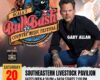 Concert poster for Gary Allan at the Southeastern Livestock Pavilion: large red 'LIVE' headline, 'Ocala's Bull Bash & Country Music Festival' logo, and event details.