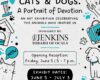 Poster for 'Cats & Dogs: A Portrait of Devotion' arts exhibit; sponsored by Jenkins Subaru of Ocala; opening reception June 5, 5–7 p.m.