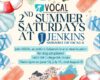 Poster for VOCAL's 2nd Summer Saturdays at Jenkins Subaru of Ocala. Announces dog adoptions at 5820 SW College Rd, Ocala, 10am–2pm on June 13, July 11, and August 8.