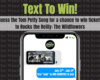 Promotional graphic for Wind-FM Text Club: large 'Text To Win' headline, banner inviting fans to guess a Tom Petty song for tickets, shown on a smartphone screen with Wind-FM logo