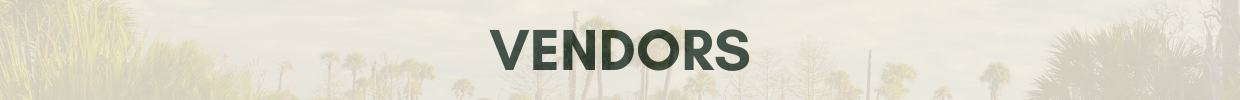 Section header banner reading 'VENDORS' against a pale palm-tree background.